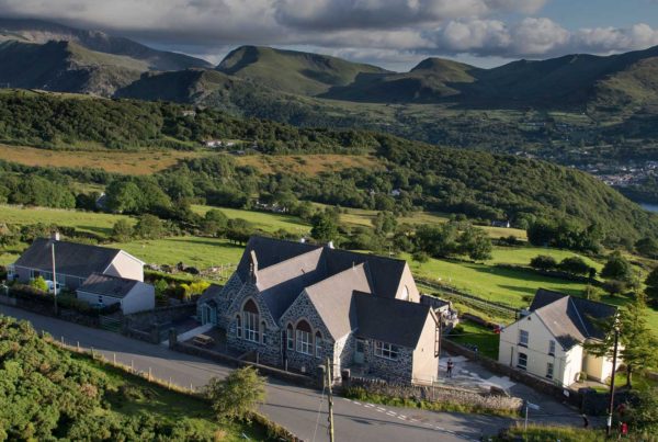 The views are of Snowdon and more mountains in Eryri.