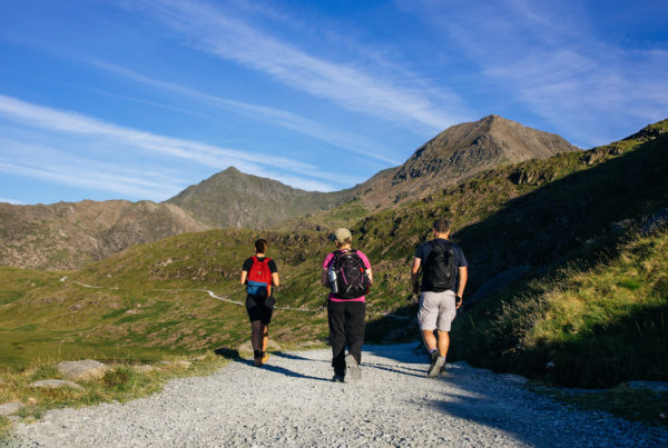 Group walking up Yr Wyddfa